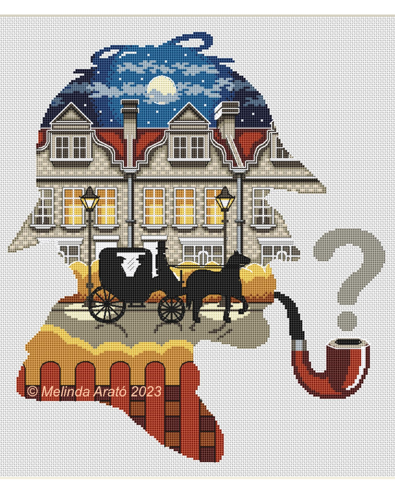 Sherlock Holmes Inspired Silhouette Cross Stitch Patterns. Instant PDF Download 008