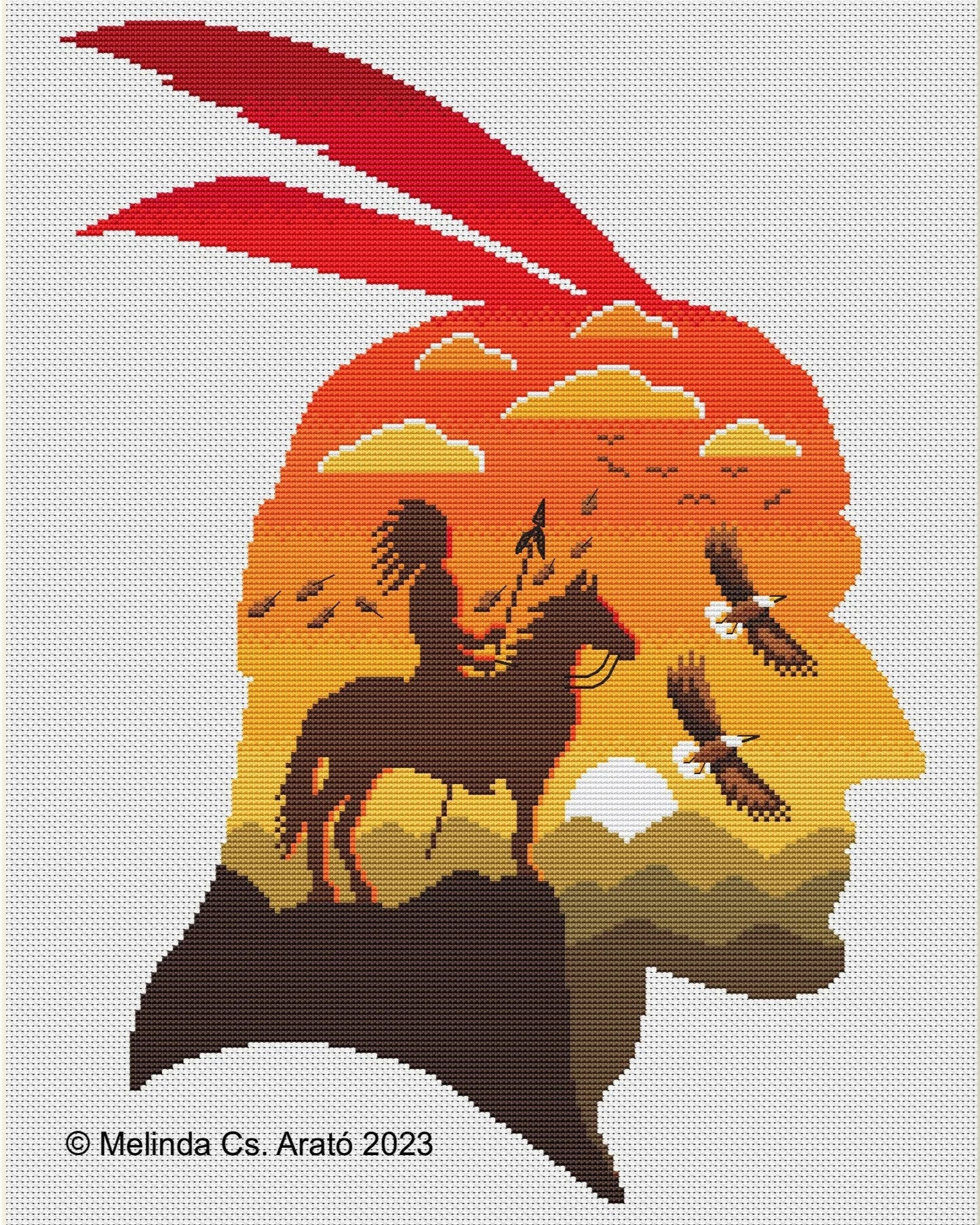 The Last of the Mohicans Silhouette cross stitch pattern 065