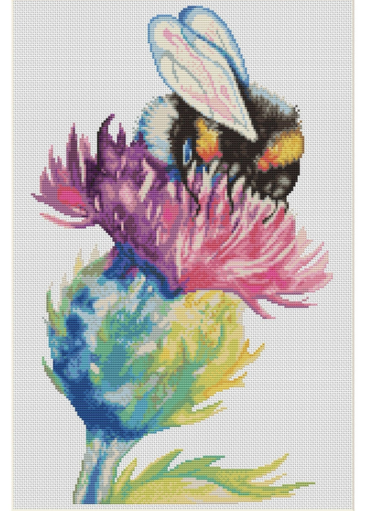 Bee On Thistle Cross Stitch Pattern 040