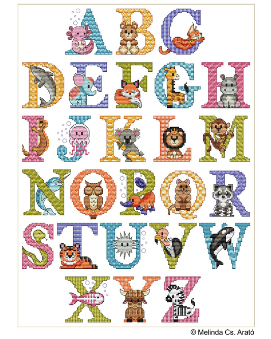 Colorful Animal ABC cross stitch pattern 080