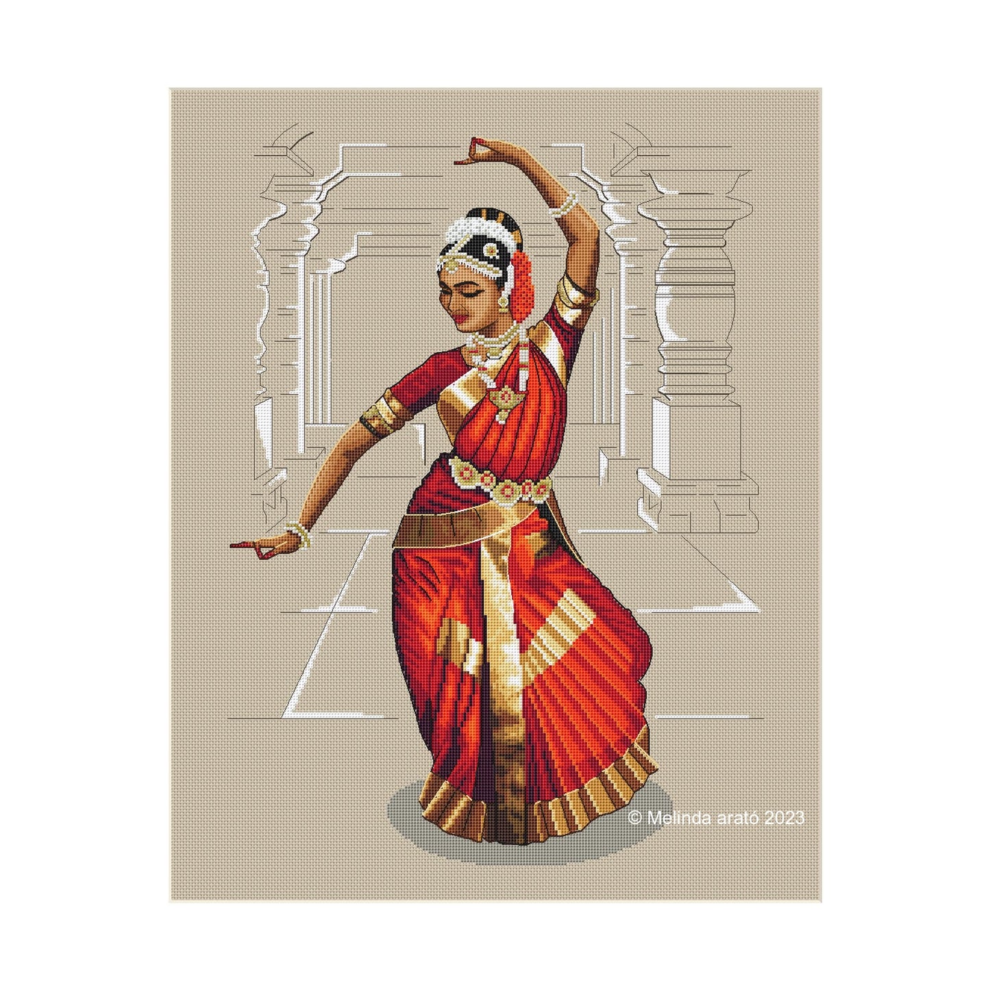 Indian Dancer Cross Stitch Wall Hanging pattern Instant Download 031