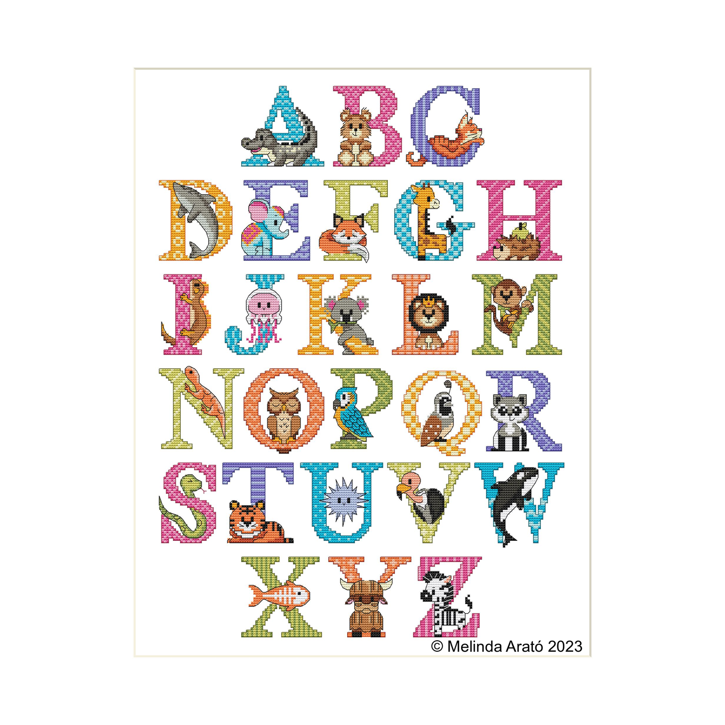 Colorful Animal ABC cross stitch pattern 004/5