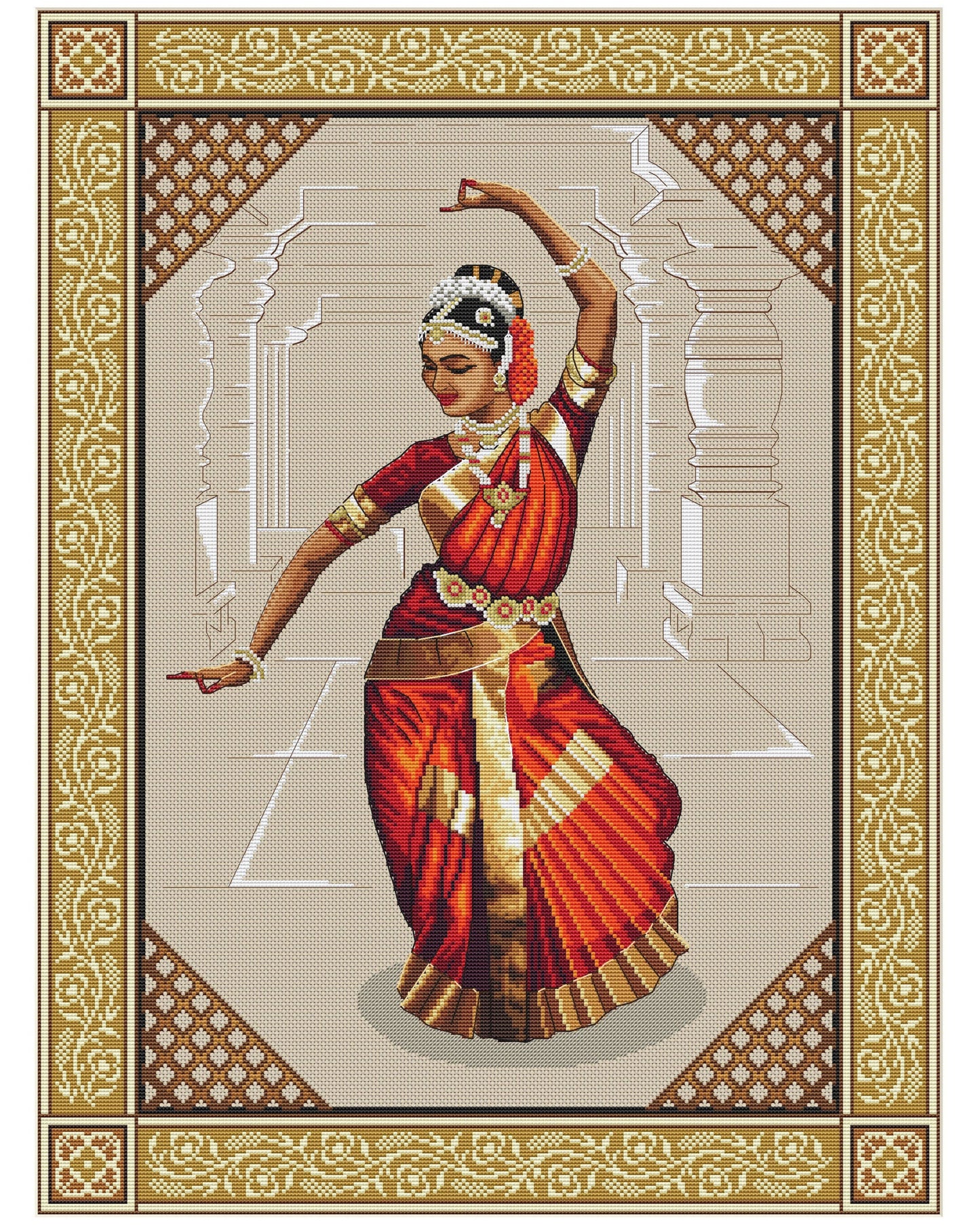 Indian Dancer Cross Stitch Wall Hanging pattern Instant Download 031