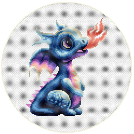 Little Blue Dragon Cross stitch pattern 052