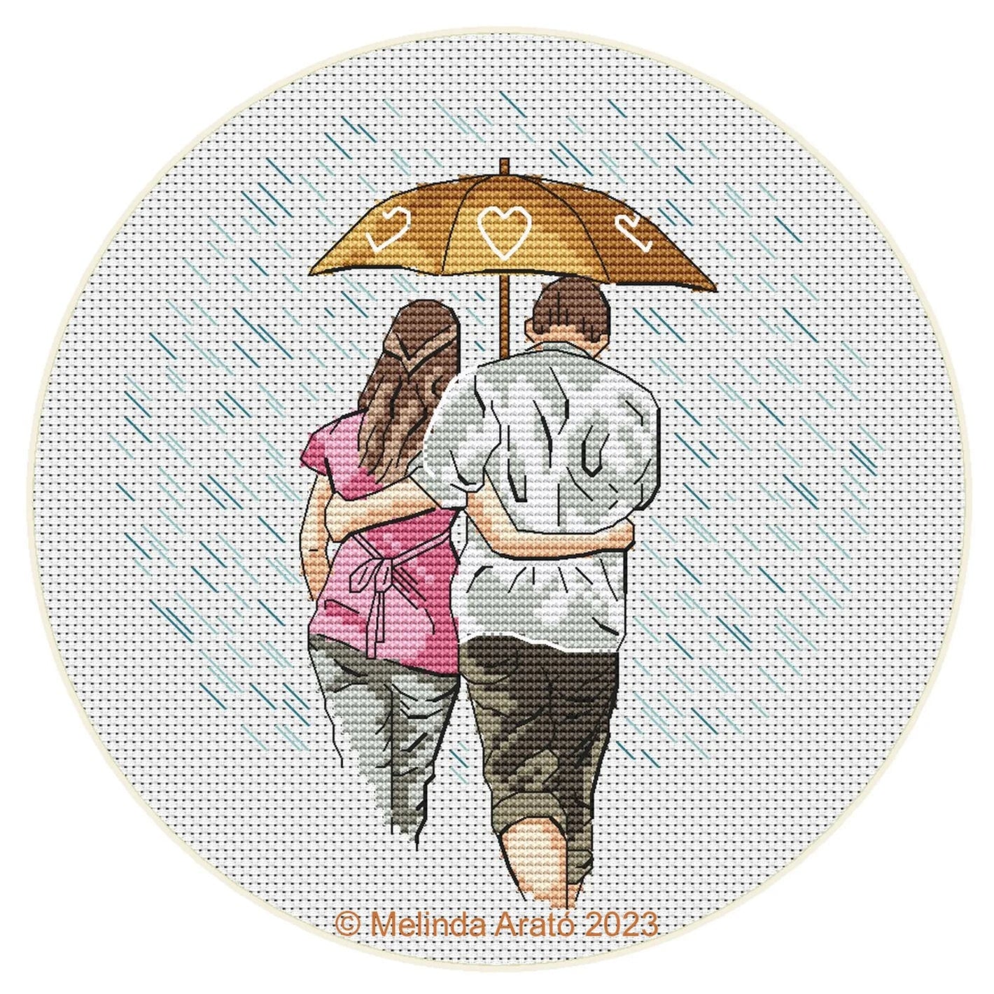 Lovers In The Rain Cross stitch pattern  046