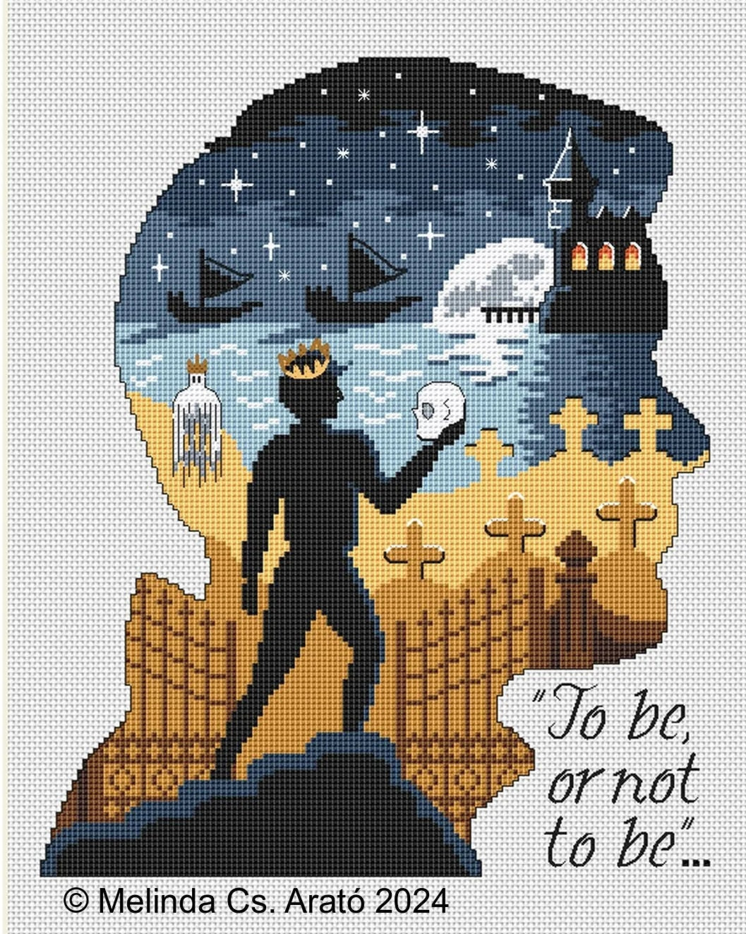 William Shakespeare, Hamlet inspired cross stitch pattern 037